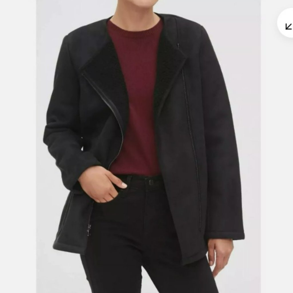 Banana Republic Factory Sherpa Lined Moto Jacket S